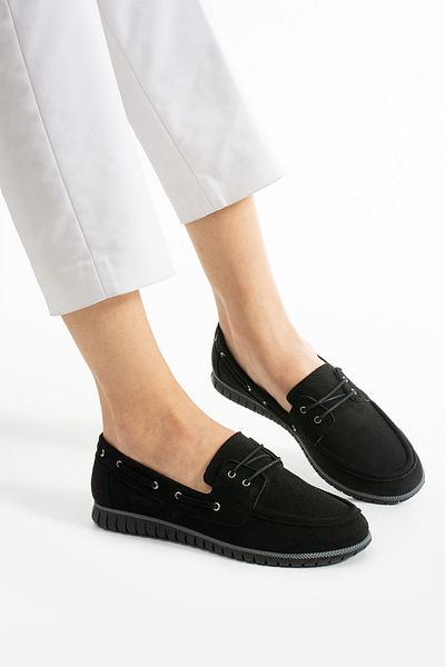 KAOF SHOES Women's Black Suede Espadrille Casual Shoes Oxford Women's Classic Shoes Women's Ballet Loafer Shoes