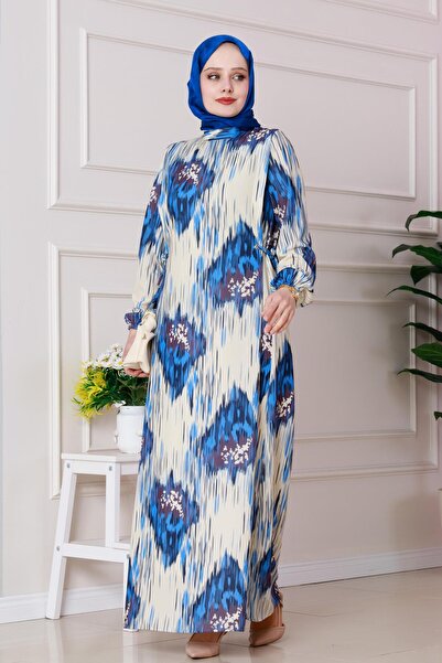 Sevitli Φόρεμα Sofia με μοτίβο με δεμένο πλάι-Μπλε