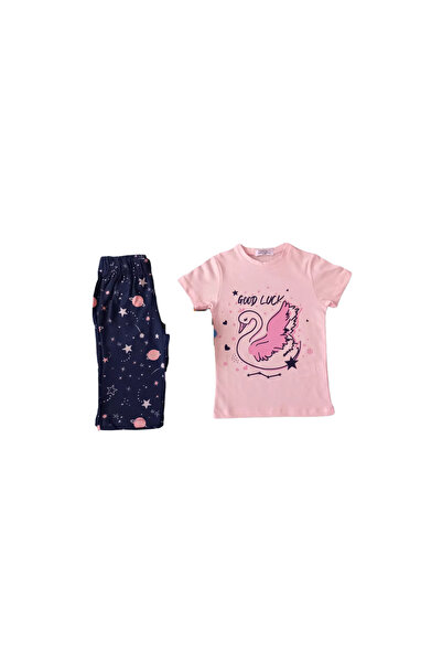 Newteam Set pijama Capri cu mânecă scurtă cu model pentru fete 4301