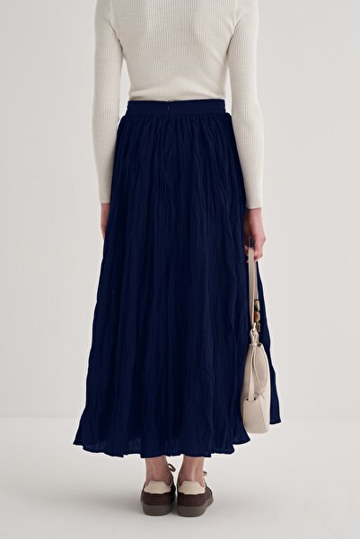 EBU Prive Fusta de damă Crush plisată din voal bleumarin