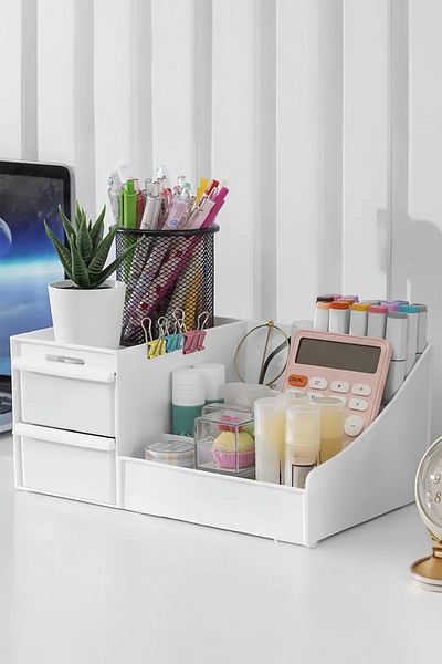 Fesya Home ELEGANCE Органайзер за чекмеджета, настолен органайзер за моливи, офис органайзер - бял