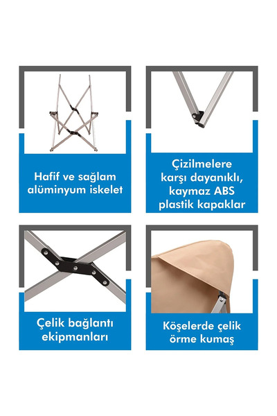 Box&Box Alüminyum Katlanabilir Kamp Sandalyesi, Piknik Sandalyesi, Taşıma Çantalı, Kumaş, Krem