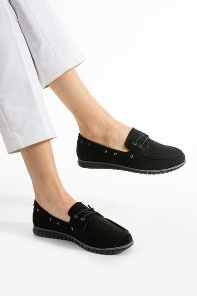 KAOF SHOES Women's Black Suede Espadrille Casual Shoes Oxford Women's Classic Shoes Women's Ballet Loafer Shoes