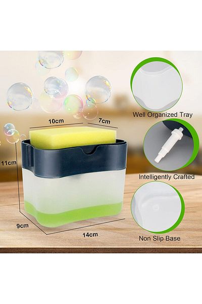 COOYA 2-in-1 Soap Dispenser Pump and Sponge Rack, Large Capacity with One-Hand Operation, Multi-Color