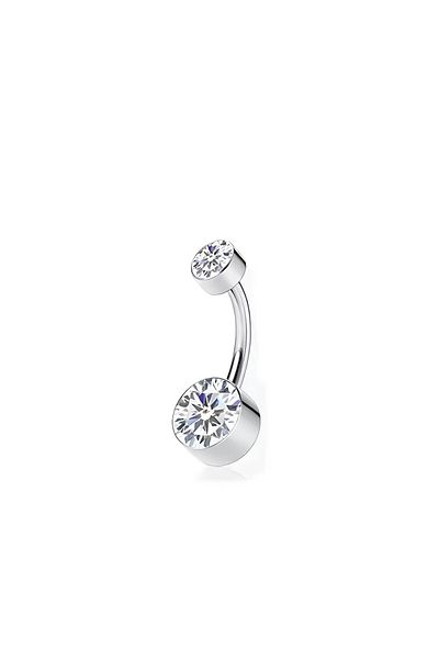 Janset F136 Titanium White Zircon Stone Mirror Polished Navel Piercing - Titanium Navel Piercing