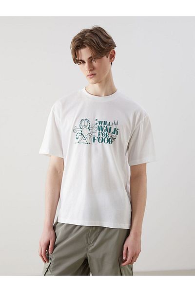 LC Waikiki Crew Neck Garfield Printed Combed Cotton Men's T-Shirt