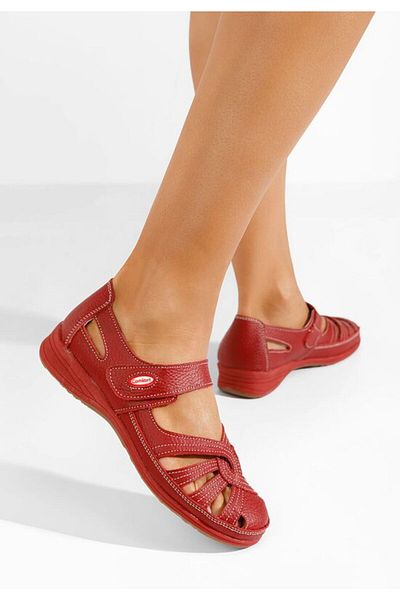 B T Shoes Parina red leather ballerinas