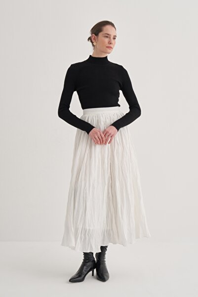 EBU Prive Fusta de damă Crush plisată din voile Ecru