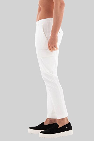 BOSS C-pepe Relaxed Fit Erkek Pantolon Beyaz