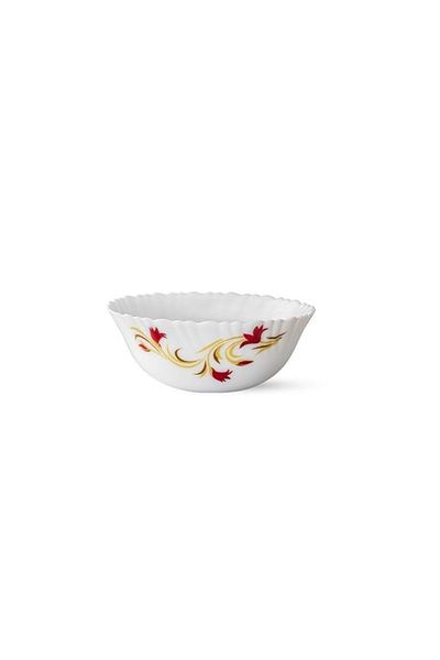 British Chef 7 Piece Opalware Red Lily Pudding Set, 1 Piece Serving & 6 Piece Veg Bowls Bc2010