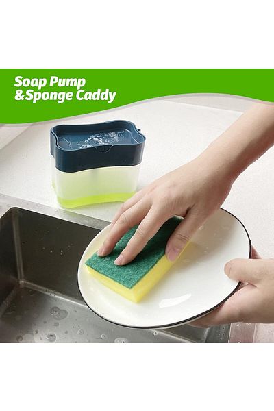COOYA Sponge Rack, 2-in-1 Soap Dispenser Pump, Large Capacity with One-Hand Operation, Multi-Color