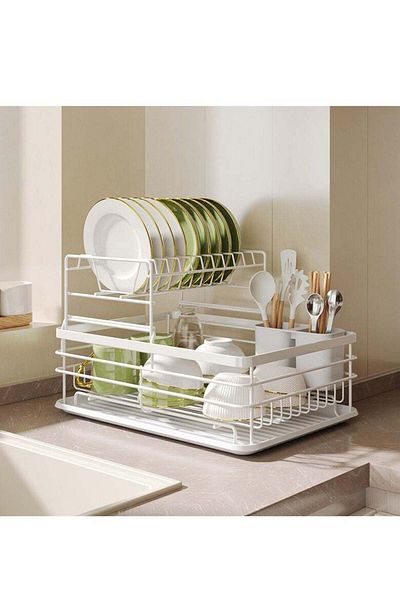 COOYA Dish Drying Stand Storage Rack, Sink Kitchen Towel Rack, Dishcloth Holder, 12.6x16.9x10.6inch