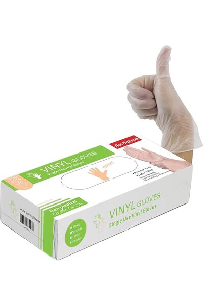 Ace Sabaah Disposable Vinyl Gloves 100pcs, Pack of 10 (Small)