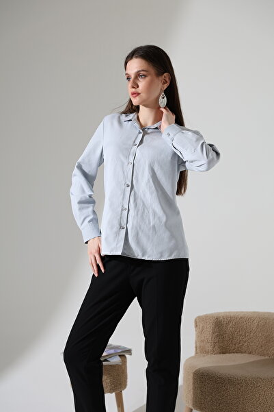 Corradeo Giyim Шамре Тканина Сірий колір Слім-фіт Класична жіноча сорочка