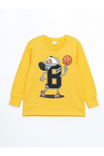 LC Waikiki Set de pijamale pentru băieți LCW Kids YELLOW Crew Deck