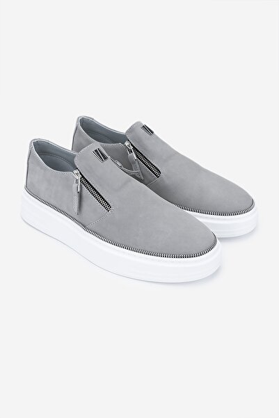 Valmenti Ανδρικά αθλητικά παπούτσια από γνήσιο δέρμα γκρι Nubuck