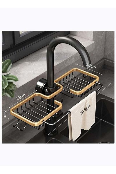 COOYA Sponge Holder, Sink Basket Brush Holder, Faucet Drain Rack for Kitchen & Bathroom Accessories