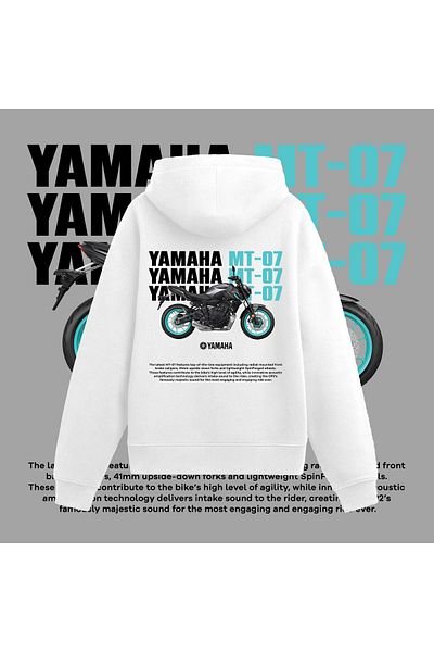 Edizen Φούτερ Yamaha Mt-07 Premium Hoodie Unisex Oversize 100% βαμβακερό λευκό φούτερ με κουκούλα