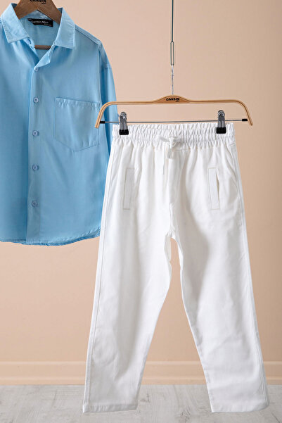 Cansın Mini Blue Boy's Shirt and Trousers 2 Piece Set 20436