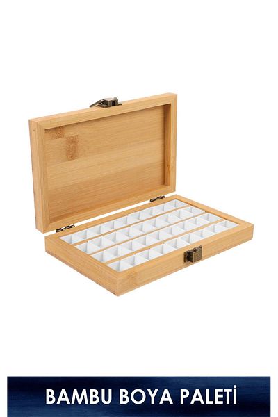 Art Tone Bamboo Paint Palette - 36 Compartments Storage Box (for Watercolor, Acrylic, Oil and Gouache Paint)