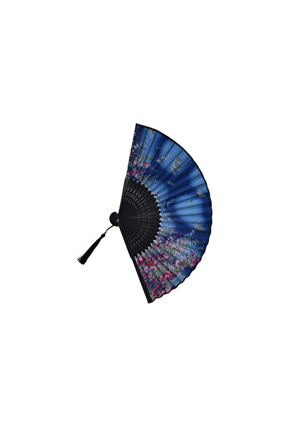 artıbir bodrum Çiçek Desenli Bambu Kumaş Yelpaze