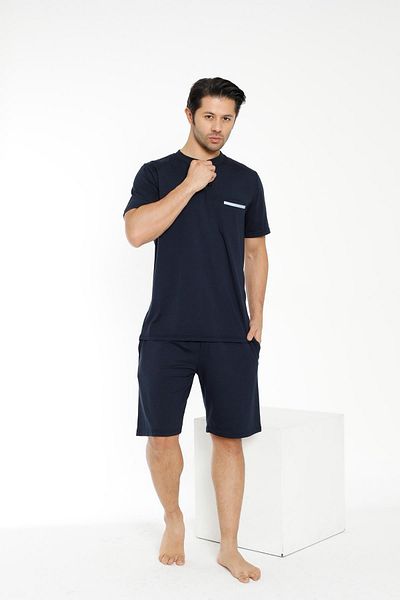 CONFEO Ανδρικό κοντομάνικο σορτς Navy Blue κοστούμι πιτζάμα C7T0N1O-049