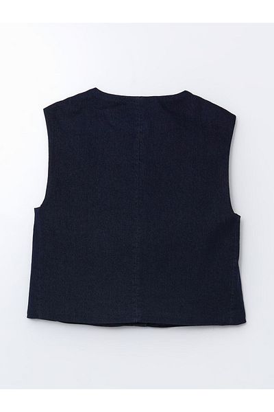 LC Waikiki Xside Navy Blue Crew Neck Women's Jean Blouse