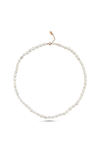 Birinci 14 Ayar Altın 7 mm Yassı Barok İnci Kolye