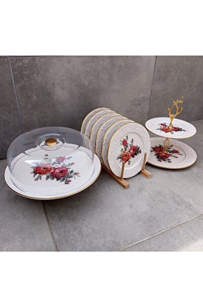 Pinkev 9 Piece Cake Presentation Plate Set