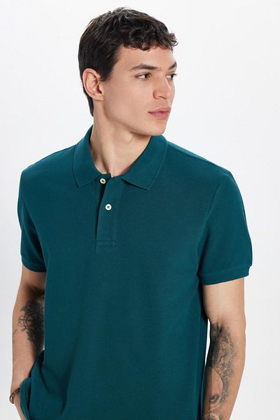 Tudors Ανδρικό T-shirt Slim Fit Slim Fit 100% βαμβακερό πράσινο γιακά πόλο