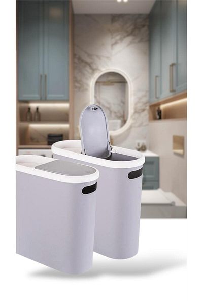 Bayev Kups Grey 10 Lt Click Κάδος απορριμμάτων, Κουζίνα, Μπάνιο, Κάδος απορριμμάτων τουαλέτας με δοχείο χαρτιού υγείας