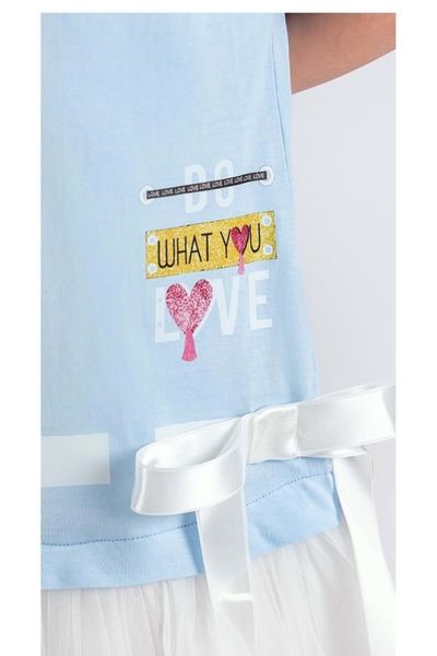 Mnk Baby&Kids Літнє трикотажне спортивне плаття для дівчаток з спідницею-пачкою M00703 СИНІЙ