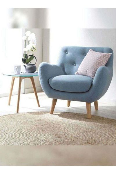 soufa dibaj Chair|Linen Chair Suitable For The Living Room, Office And Bedroom 90×65×75 cm - Blue