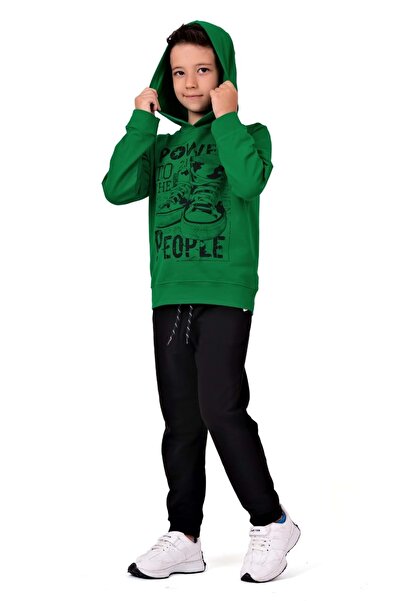 Minikadam Παιδική αθλητική φόρμα Green Hooded Power Printed - MNK0616
