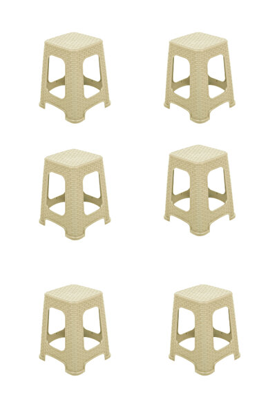 Mandella Sağlam Plastik Karizma Rattan Tabure (6 ADET) Çölbeji