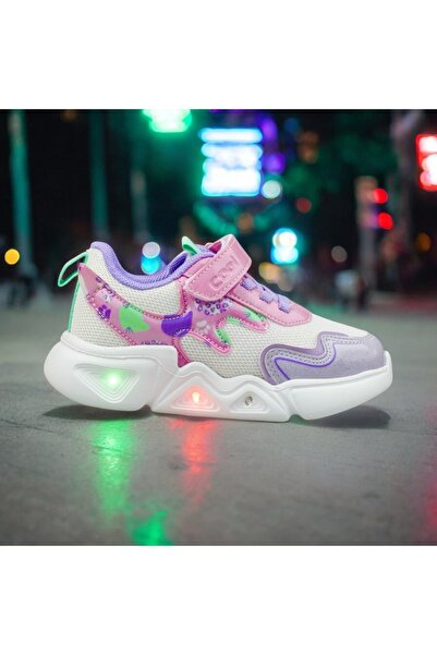 JOJO KIDS kız çocuk ışıklı spor ayakkabı , cırtlı sneaker , ortopedik ekstra hafif taban