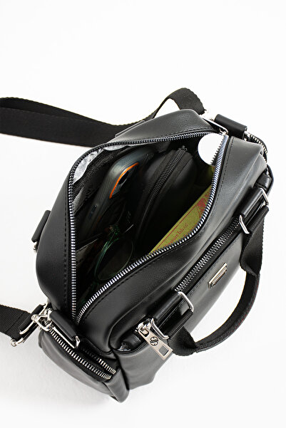 Sanmorris Women's Multi-Eye Black Matte Adjustable Cross Strap Hand and Shoulder Bag S-1422