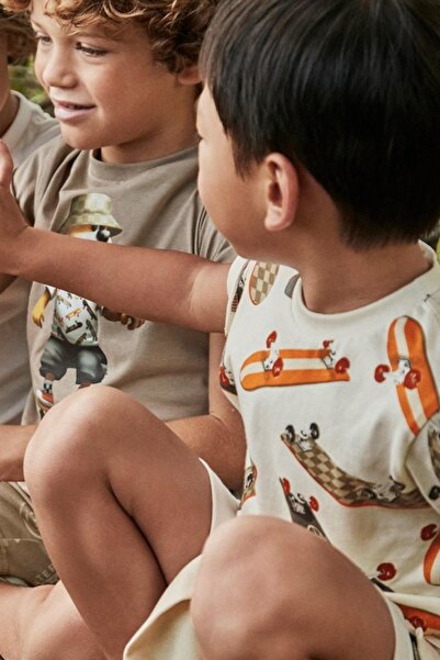 MAYORAL Boy's 3-9 Years Old Skateboard Patterned T-Shirt 3038 Ecru