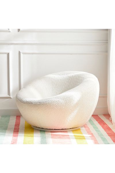 soufa dibaj Chair|Swedish Wood and Bouclee 87x90x58 cm- White