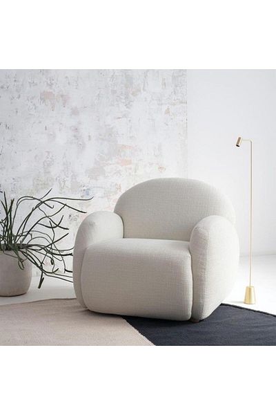 soufa dibaj Chair|Swedish Wood and Bouclee 75x70x75 cm- White