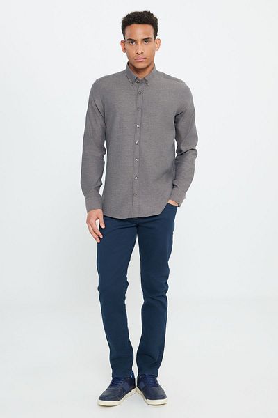 ALTINYILDIZ CLASSICS Ανδρικό πουκάμισο Sixnizard Classics Slim Fit - Καφέ, γιακά με κουμπιά ACE 202510303