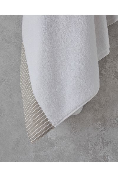English Home White Natural Striped Mineral (Cotton) Bath Towel 90X150 cm