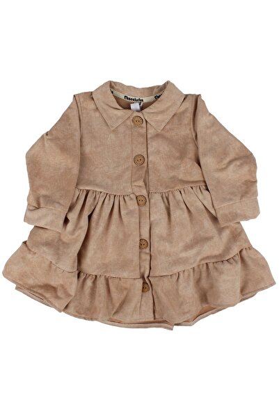 bebegen Дівчача кавова сукня з довгими рукавами та ґудзиками