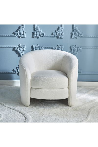 soufa dibaj Chair|Swedish Wood and Bouclee 84x79x69 cm - White