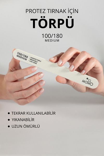 MOMO professional مبرد أظافر ورقي، 100/180 مبرد أظافر أبيض بيضاوي مسطح