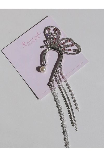 Reorah Collection Stoned Butterfly Ear Cuff Earrings