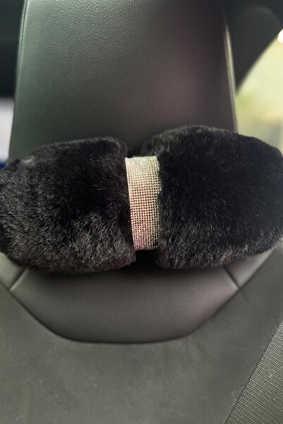 TASARIM ARABAM ATİKE ELİF AKIN Pernă pentru gât cu dungi de blană neagră și p...