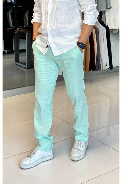 ACTUAL Men's Slim Fit Linen Trousers 259 Mint