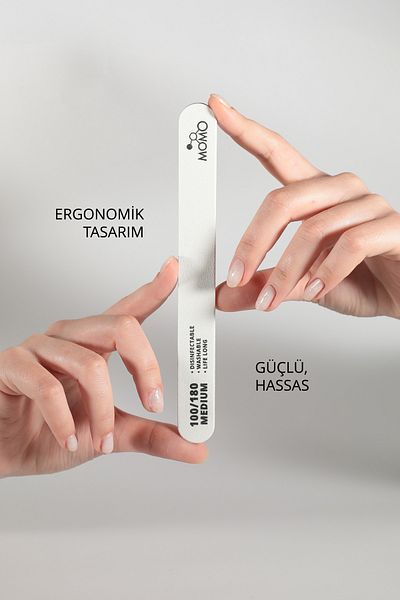 MOMO professional مبرد أظافر ورقي، 100/180 مبرد أظافر أبيض بيضاوي مسطح