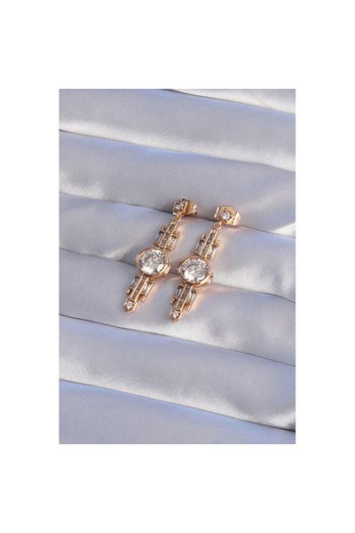 Skygo Xuping Rose Color Zircon Stone Geometric Dangle Earrings - Tj-Bkp9355